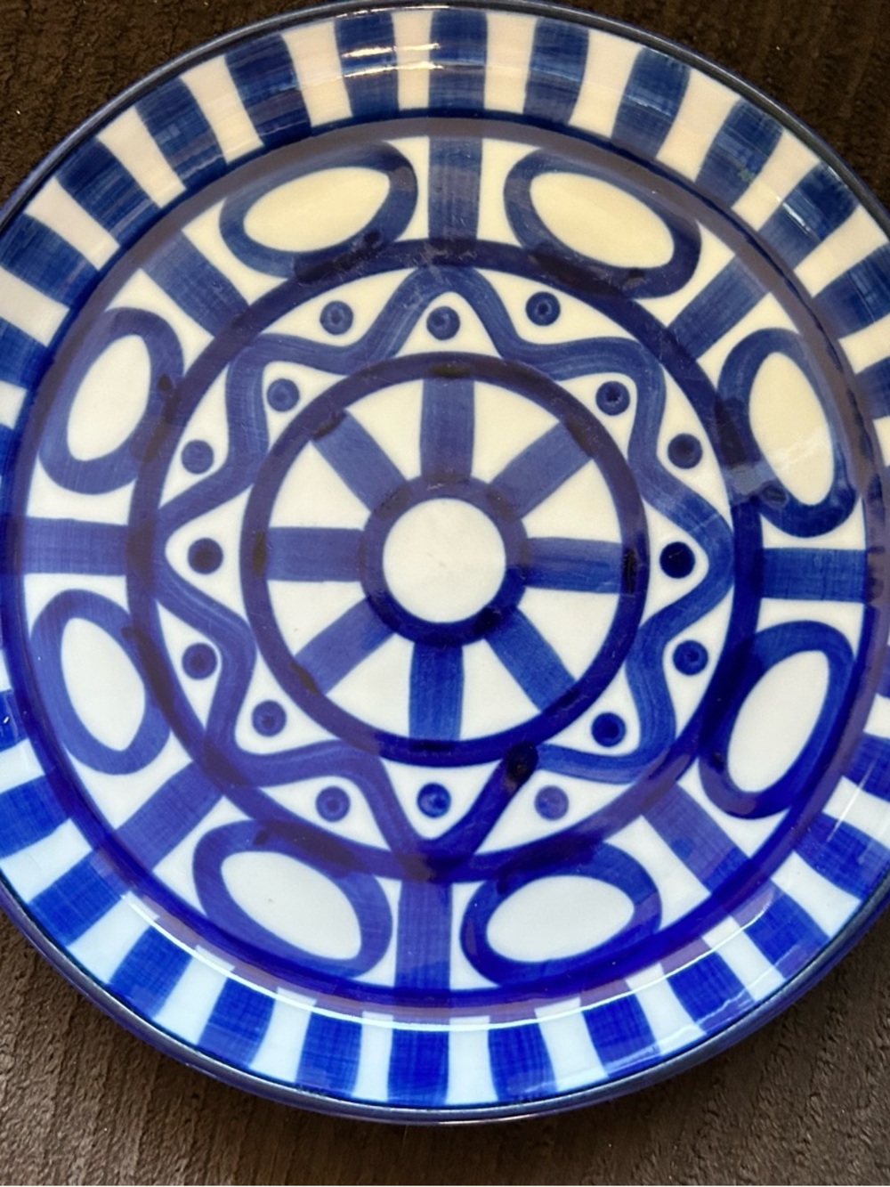 Dansk Arabesque Blue White Plate 7.5” Rimmed Dessert Salad Plate MCM - Picture 2 of 3